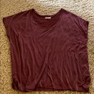 Slouchy maroon short-sleeve shirt